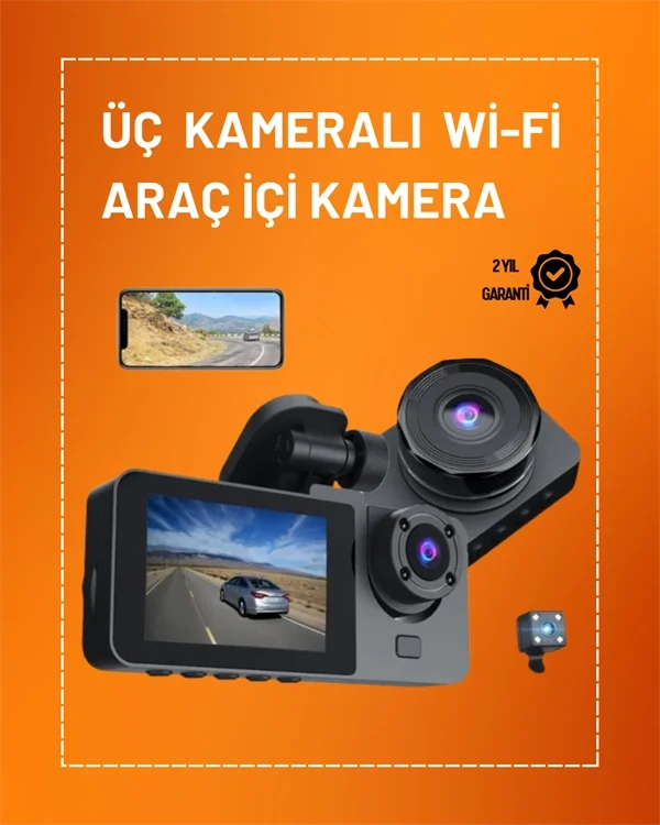 Full HD Çözünürlüklü Üç Kameralı Araç İçi Kamera – Park ve Sürüş Güvenliği Fiyatı, Yorumları ve Özellikleri