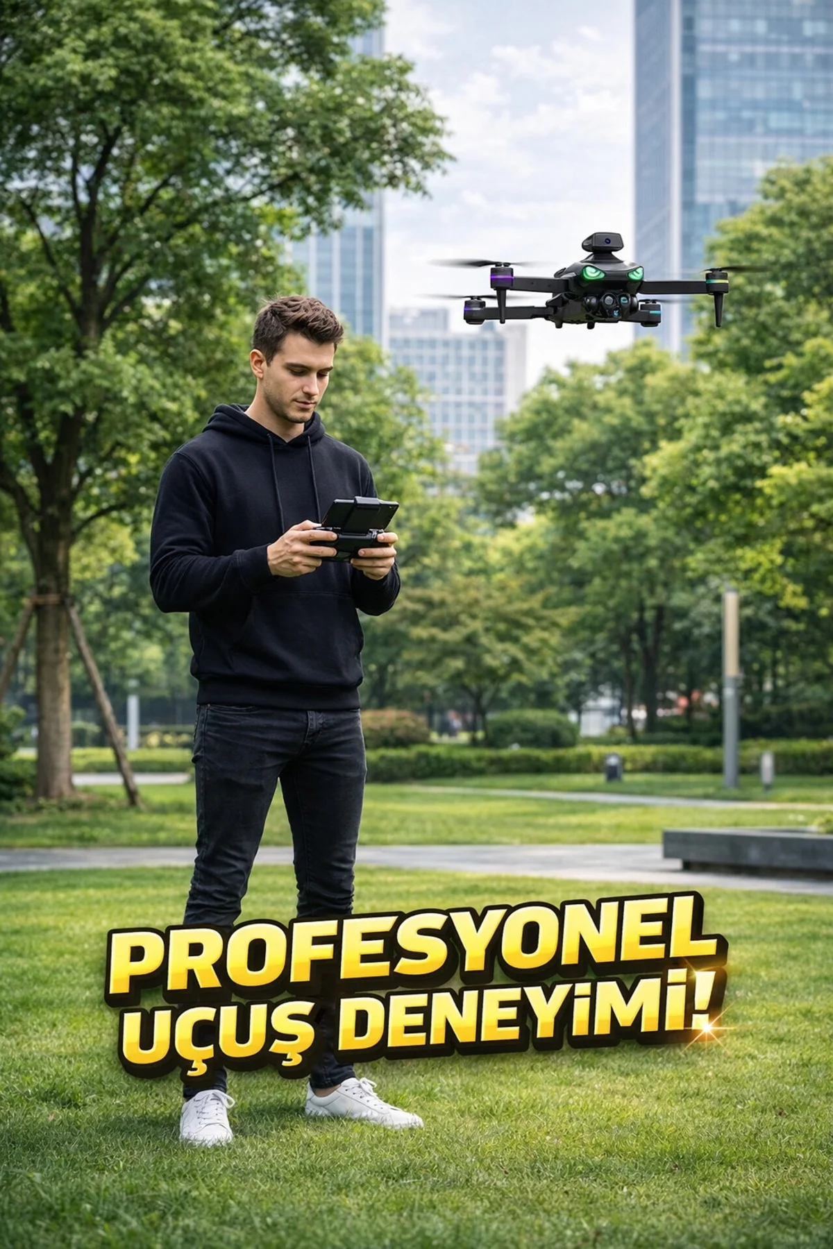 Full HD Görüntü Akıllı Geri Dönüş Özellikli 1000 Metre Menzilli Ekranlı Drone Kumandası