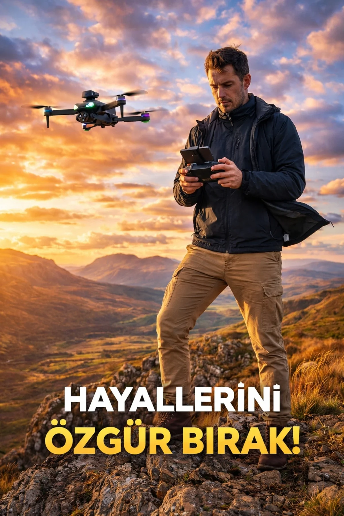 Full HD Görüntü Akıllı Geri Dönüş Özellikli 1000 Metre Menzilli Ekranlı Drone Kumandası