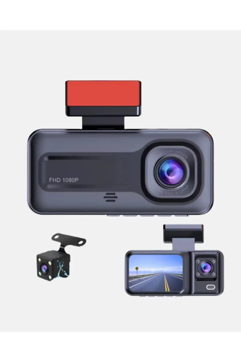 Full HD Üç Kameralı Araç Kamerası G-Sensörlü ve Gece Görüşlü