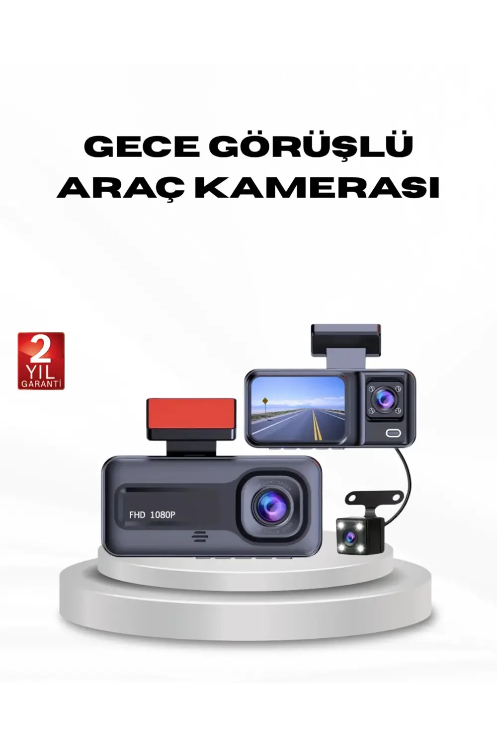 Full HD Üç Kameralı Araç Kamerası G-Sensörlü ve Gece Görüşlü
