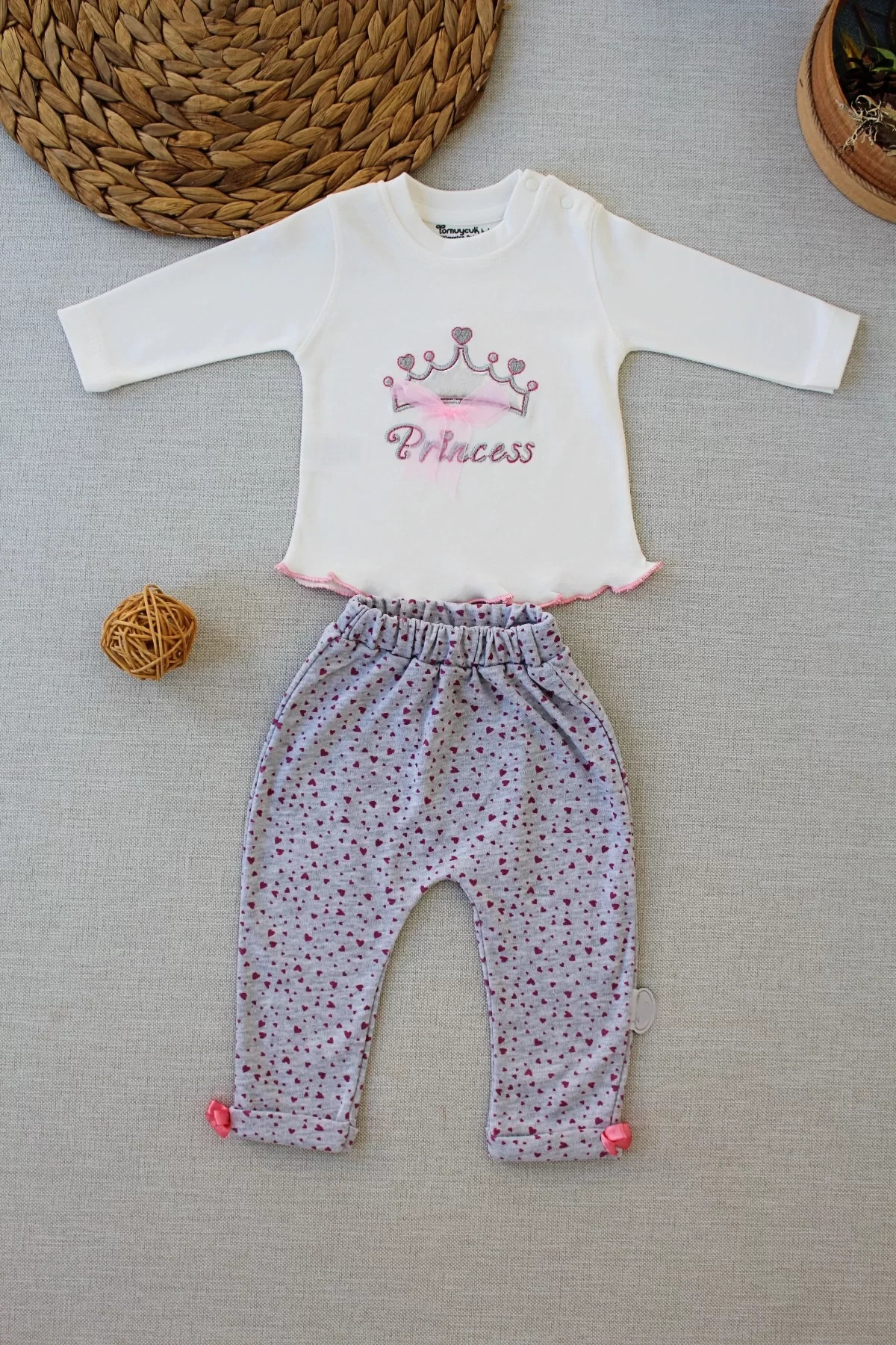 Onlinebutik Full Star Nakışlı Şapkalı Uzun Kollu Sweat 3Lü Erkek Bebek Takımı