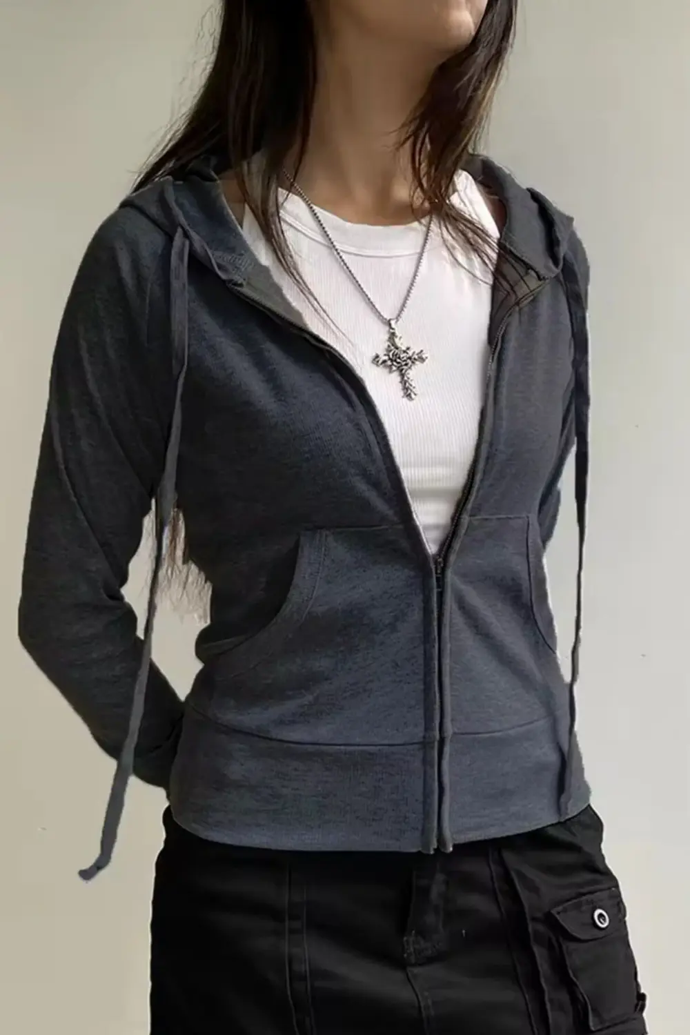 Füme 3 İplik Şardonsuz Y2K Hırka