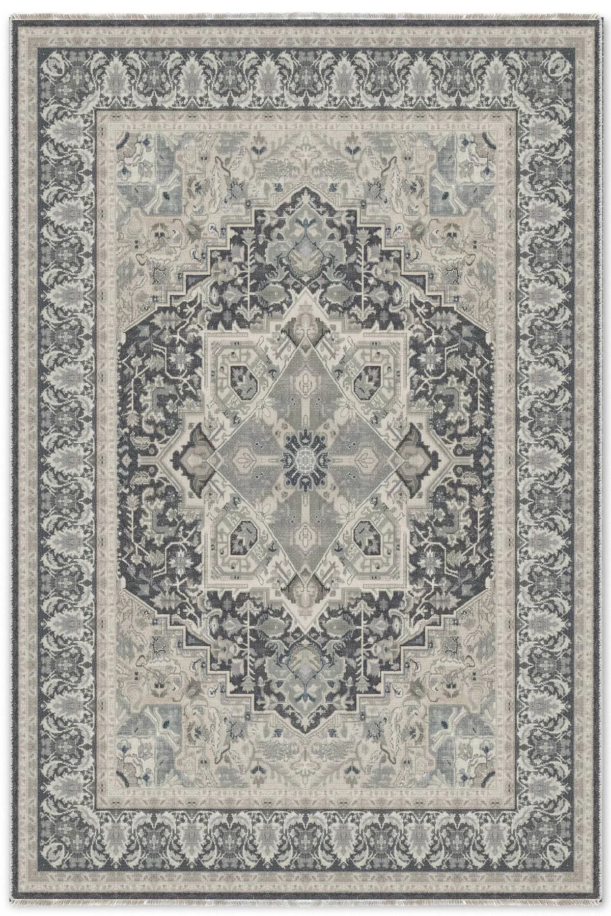 Füme Gri Krem Şönil Halı Kilim Yolluk Kaymaz Yıkanabilir Salon Mu