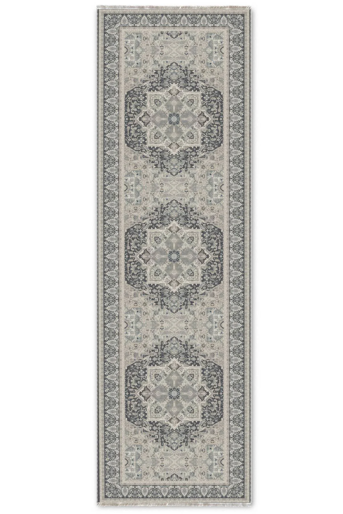 Füme Gri Krem Şönil Halı Kilim Yolluk Kaymaz Yıkanabilir Salon Mu