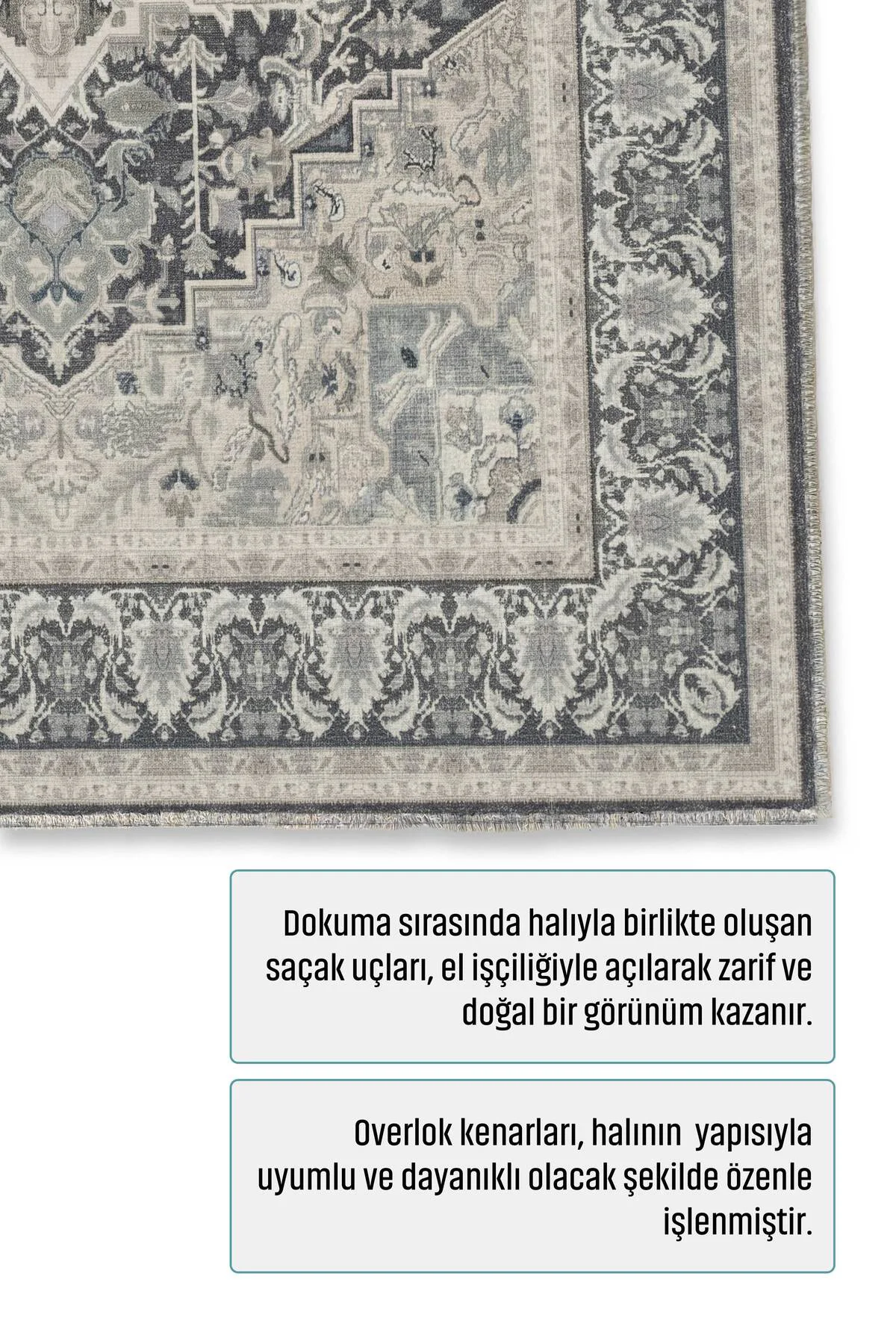 Füme Gri Krem Şönil Halı Kilim Yolluk Kaymaz Yıkanabilir Salon Mu