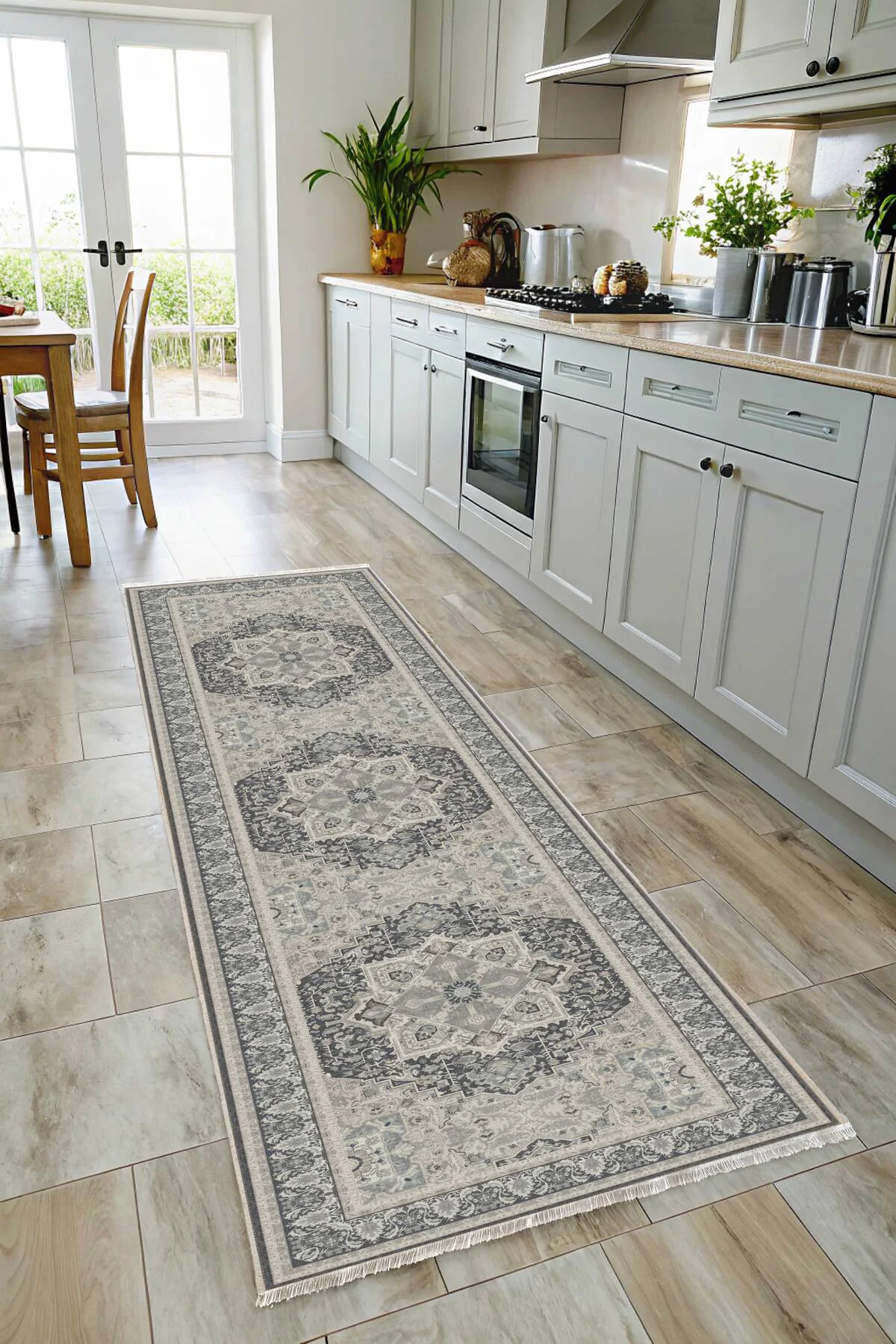 Füme Gri Krem Şönil Halı Kilim Yolluk Kaymaz Yıkanabilir Salon Mu