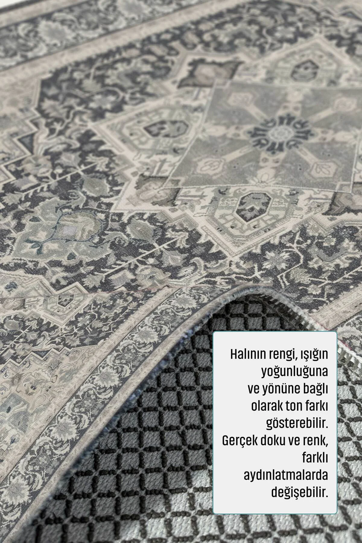 Füme Gri Krem Şönil Halı Kilim Yolluk Kaymaz Yıkanabilir Salon Mu