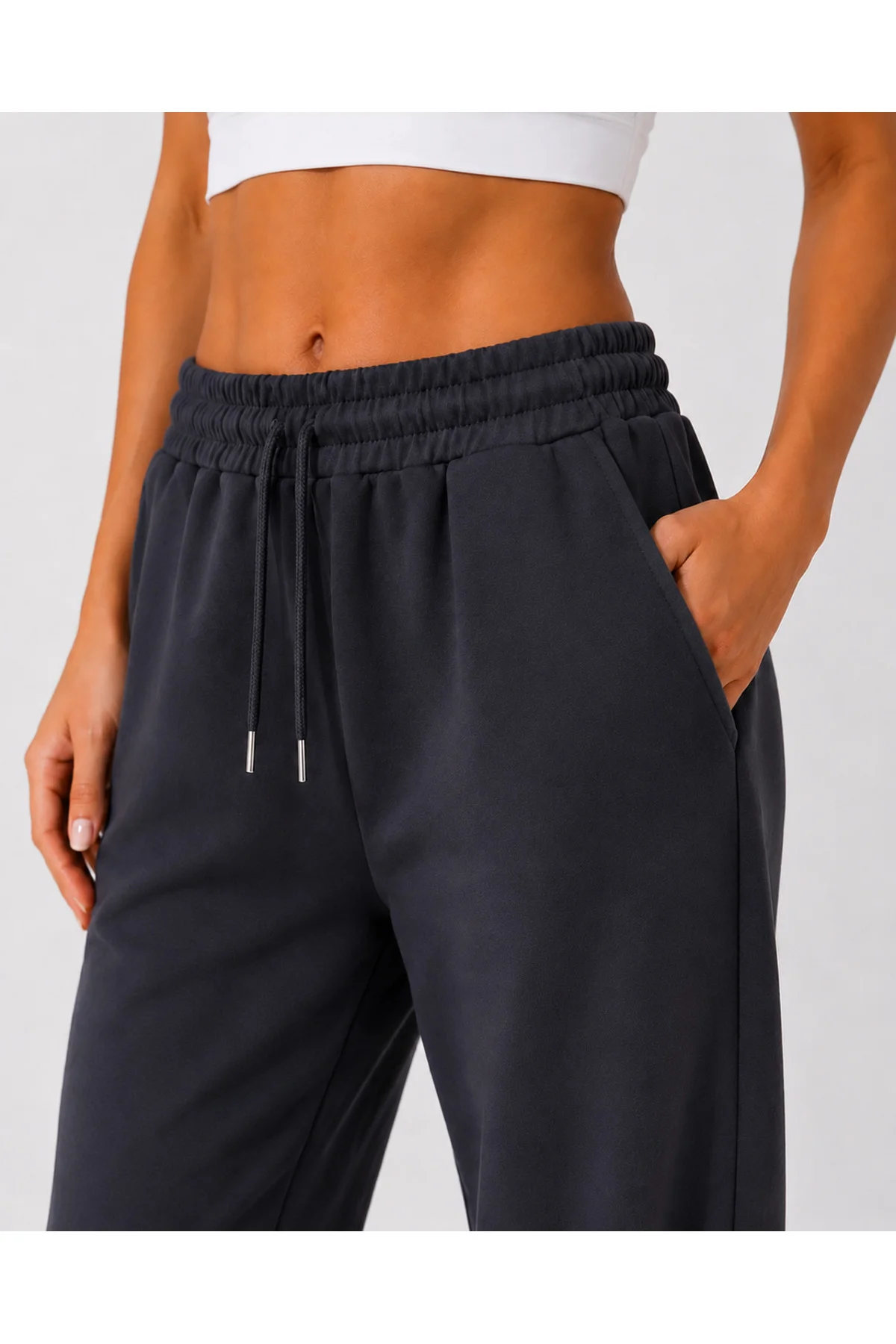 füme Yüksek Belli Jogger Eşofman Altı