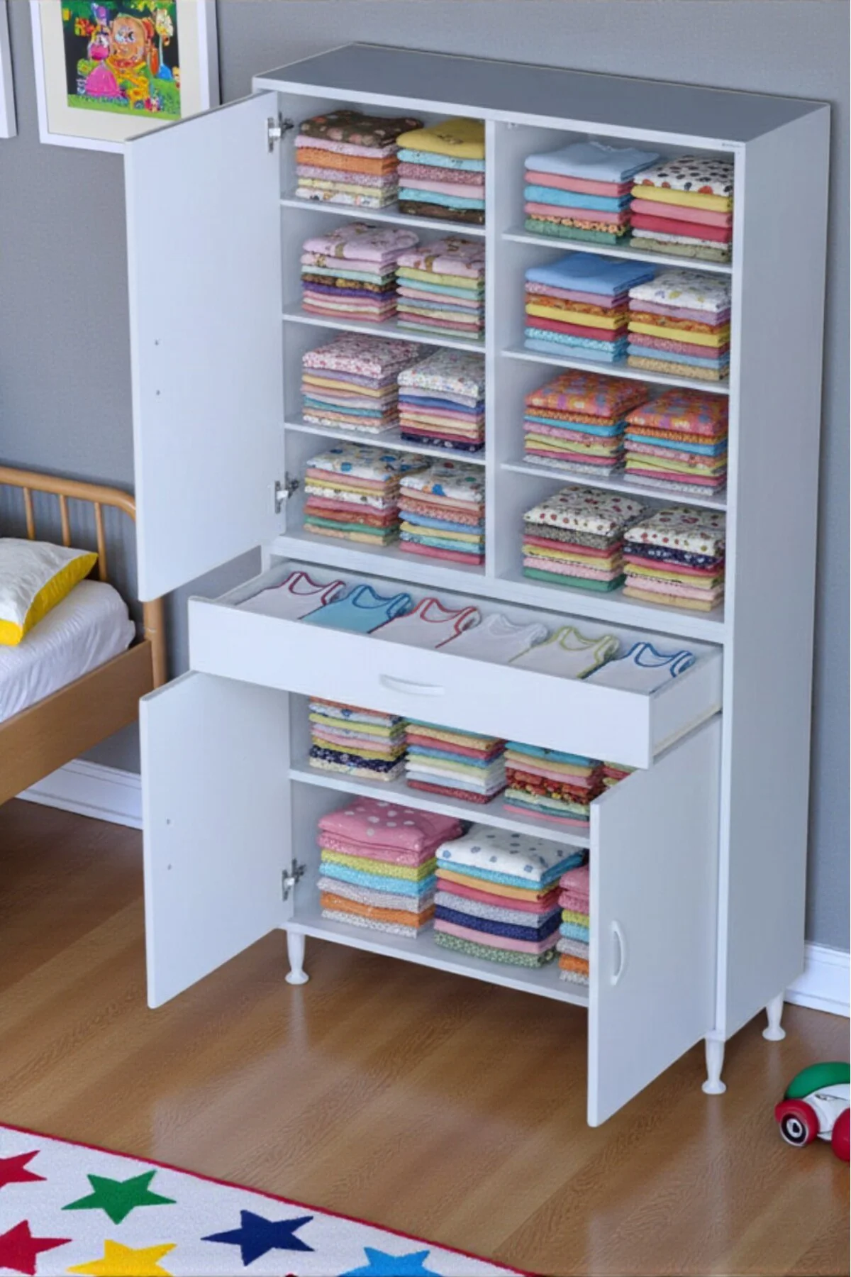 Funci Beyaz Renk G:90 cm Banyo Dolabı 3 Kapaklı 7 Raflı Dolap 90x Funci Beyaz Renk G:90 cm Banyo Dolabı 3 Kapaklı 7 Raflı Dolap 90x