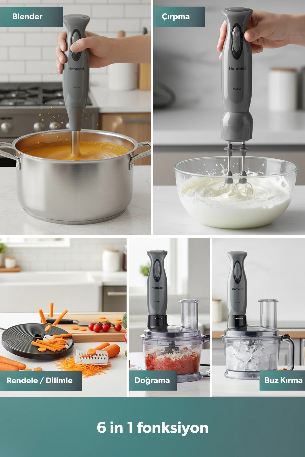 Functionall 2851H Mutfak Robotu Antrasit Siyah