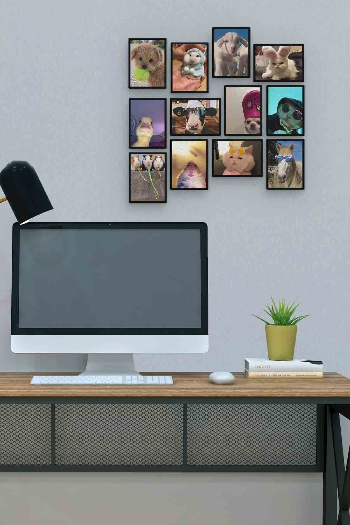 Funny Animal 12 Parça Mdf (ahşap) Tablo Ofis Boyu 