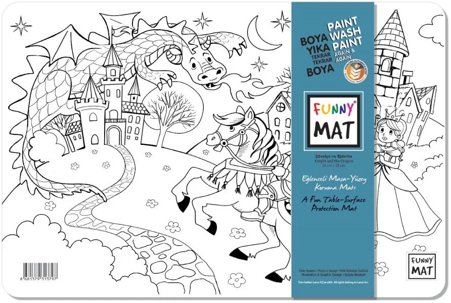 Funny Mat Şövalye ve Ejderha / Knight and The Dragon 25 x 35 cm Fiyatı, Yorumları ve Özellikleri
