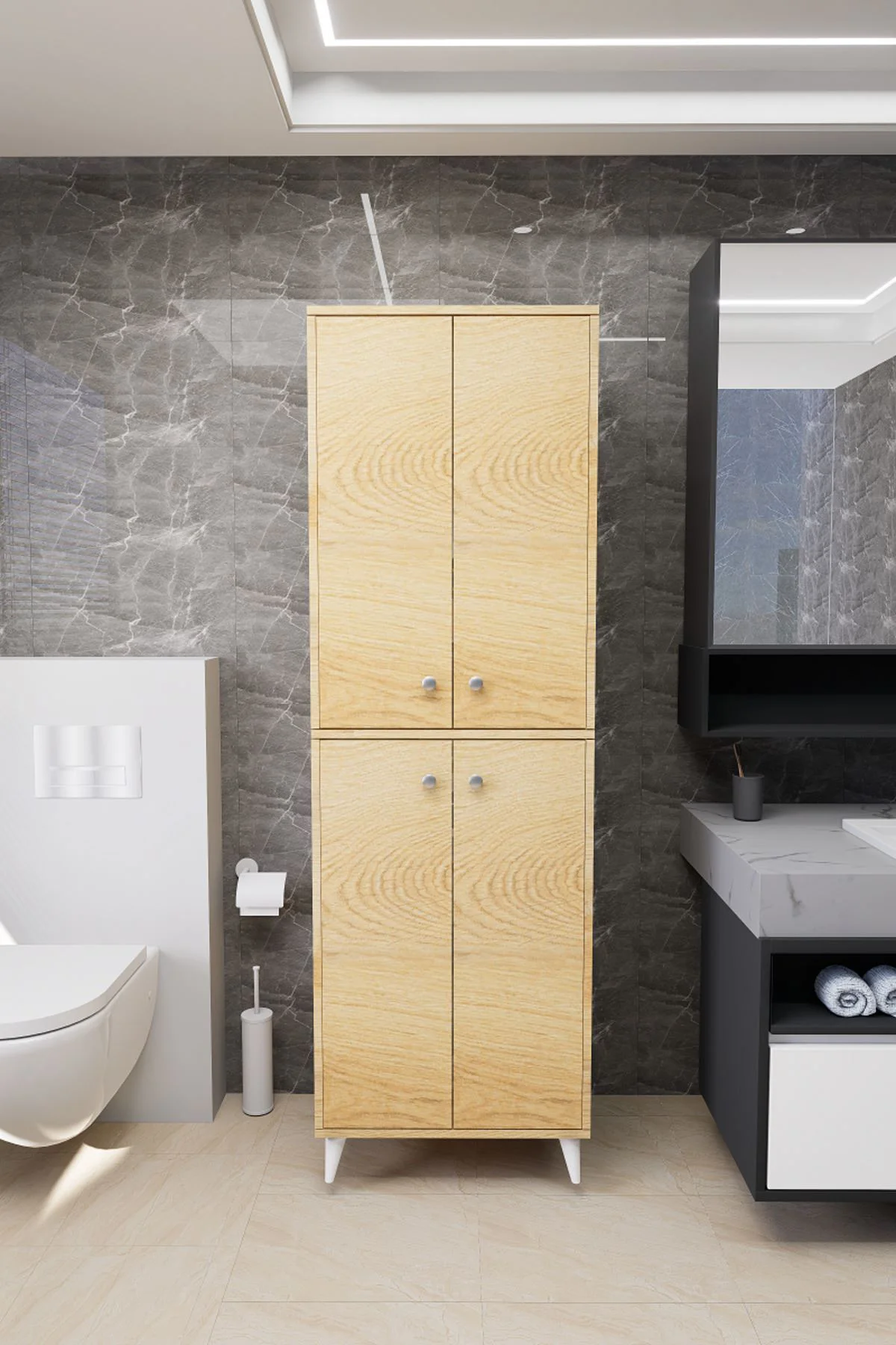 Furex 6 Raflı 4 Kapaklı Çok Amaçlı Banyo Dolabı Rivoli