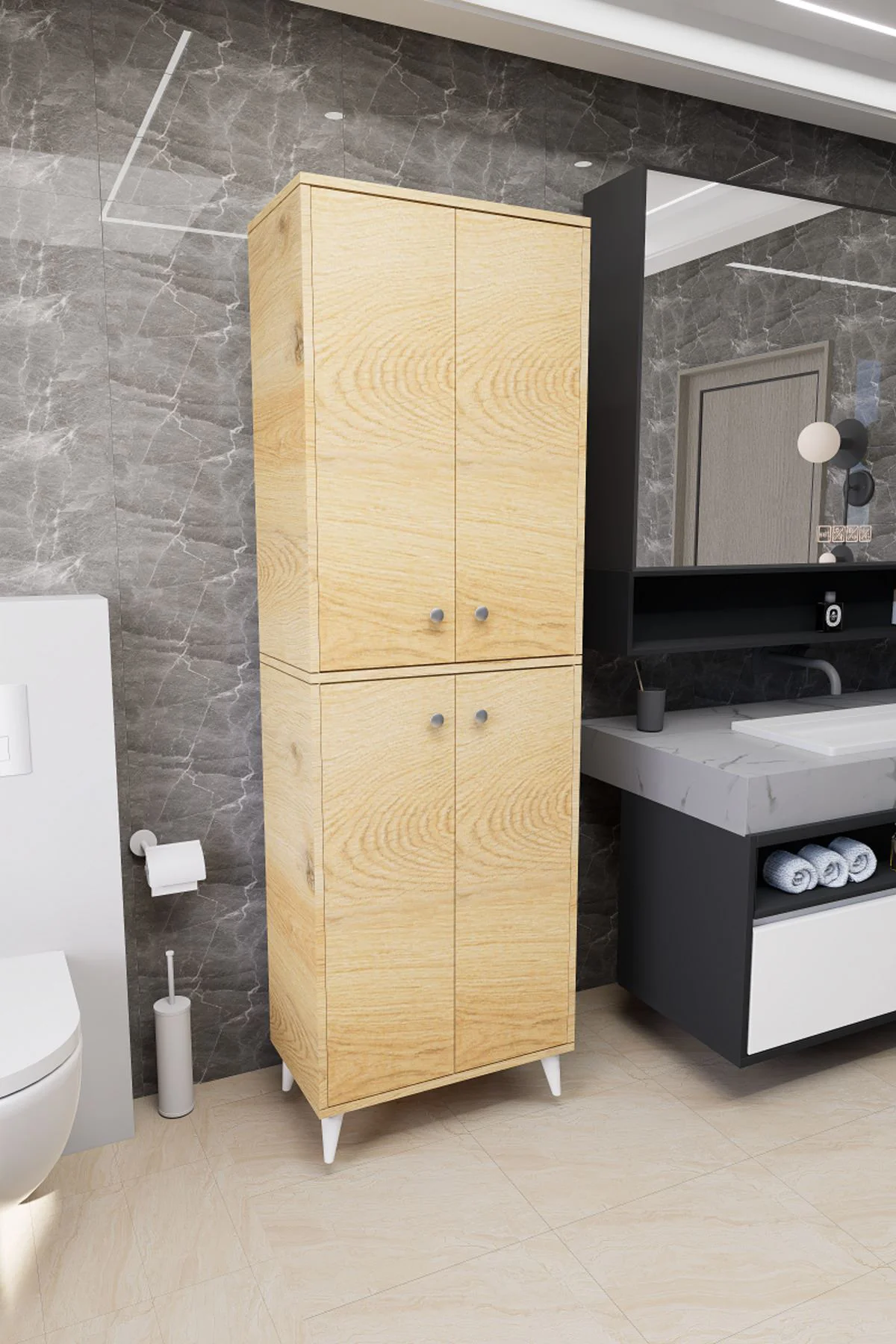 Furex 6 Raflı 4 Kapaklı Çok Amaçlı Banyo Dolabı Rivoli