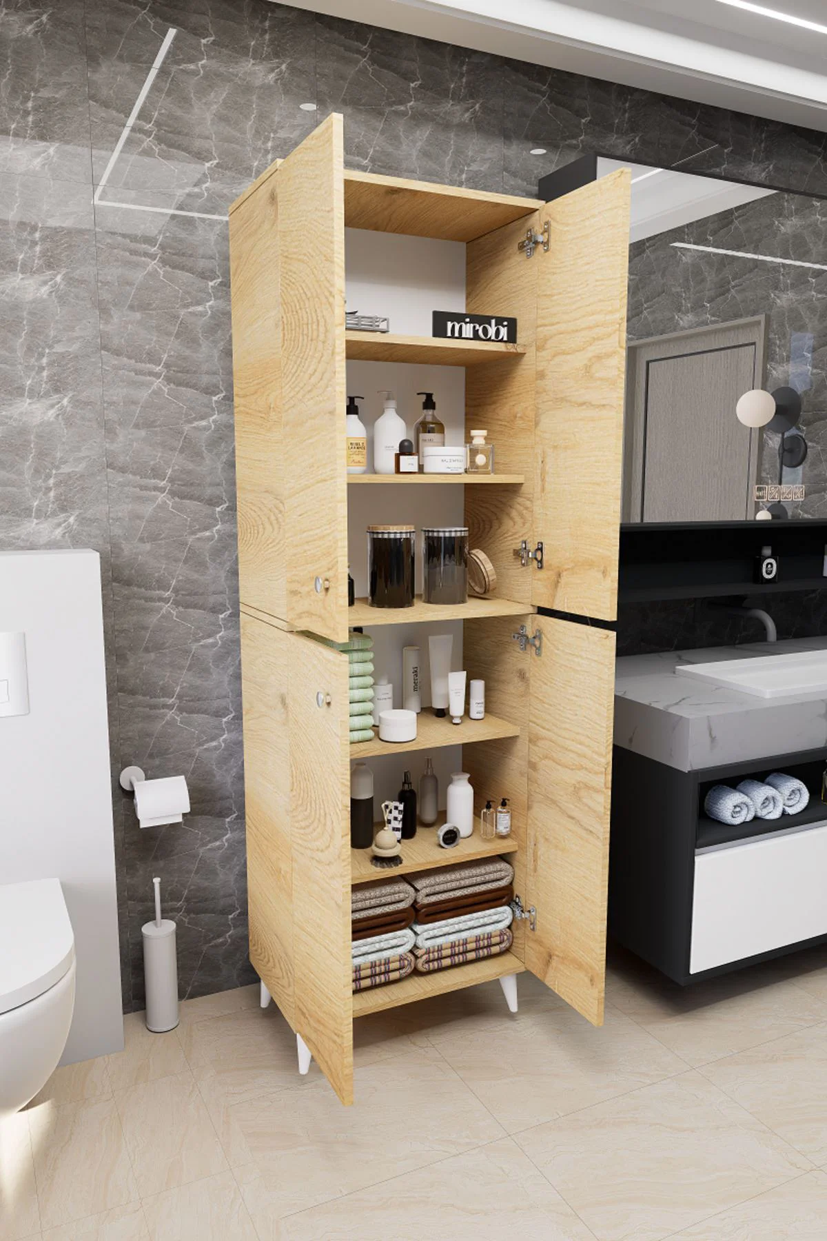 Furex 6 Raflı 4 Kapaklı Çok Amaçlı Banyo Dolabı Rivoli