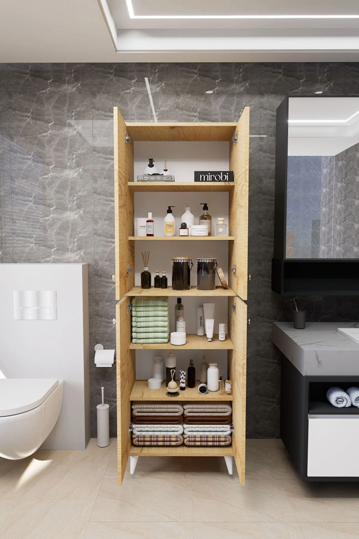 Furex 6 Raflı 4 Kapaklı Çok Amaçlı Banyo Dolabı Rivoli