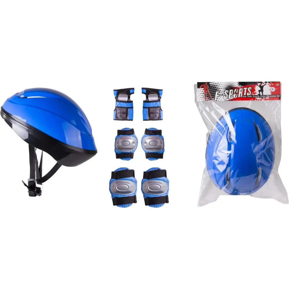 Furkan Kask ve Dizlik Seti Mavi FR58864-1