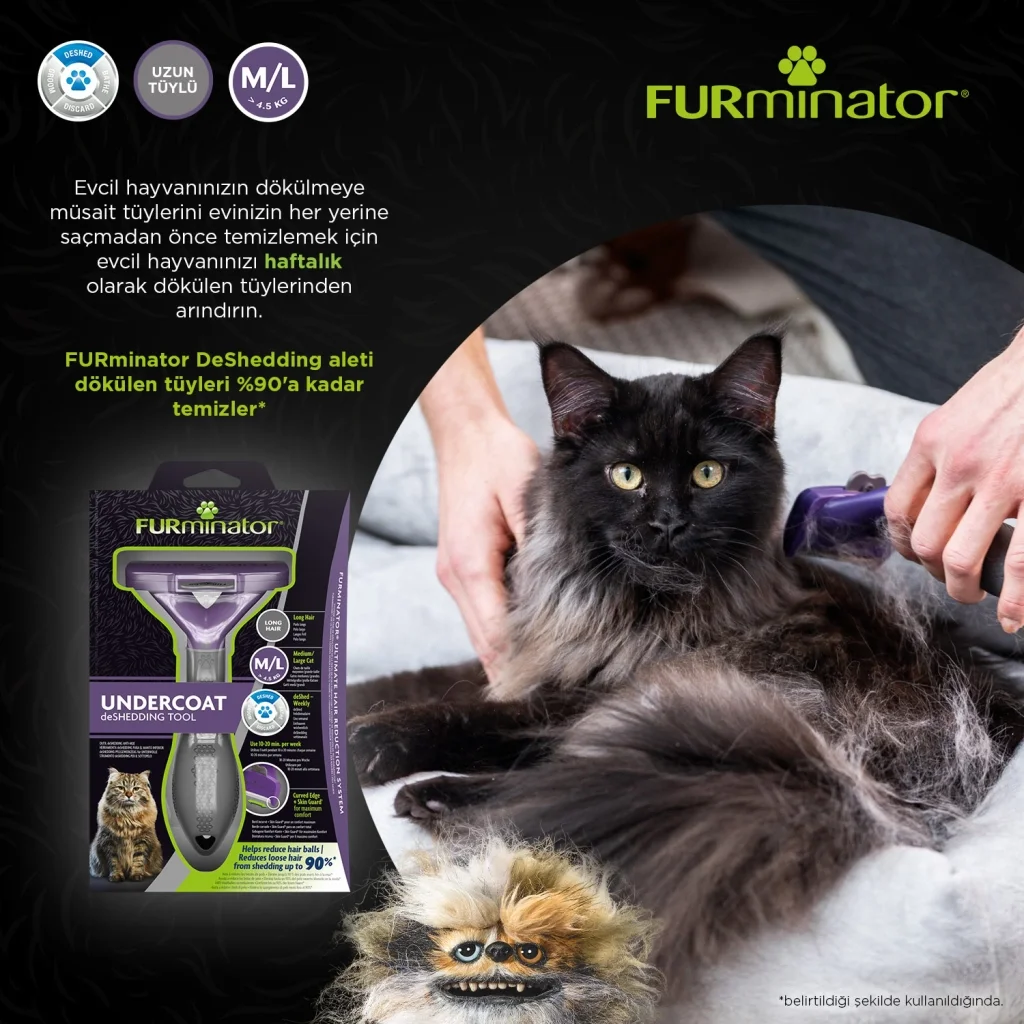 Furminator Uzun Tüylü Long Hair Kedi Tarağı 6,2cm [M/L]