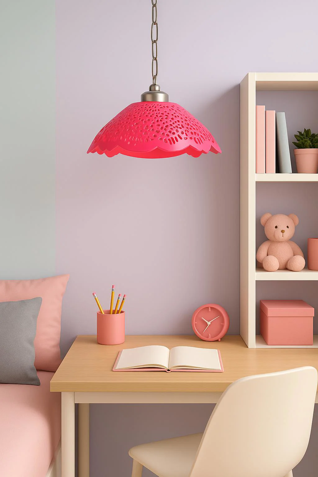 Fuşya Akrilik Avize – Modern Soft Pembe Salon Aydınlatma 35x35 cm
