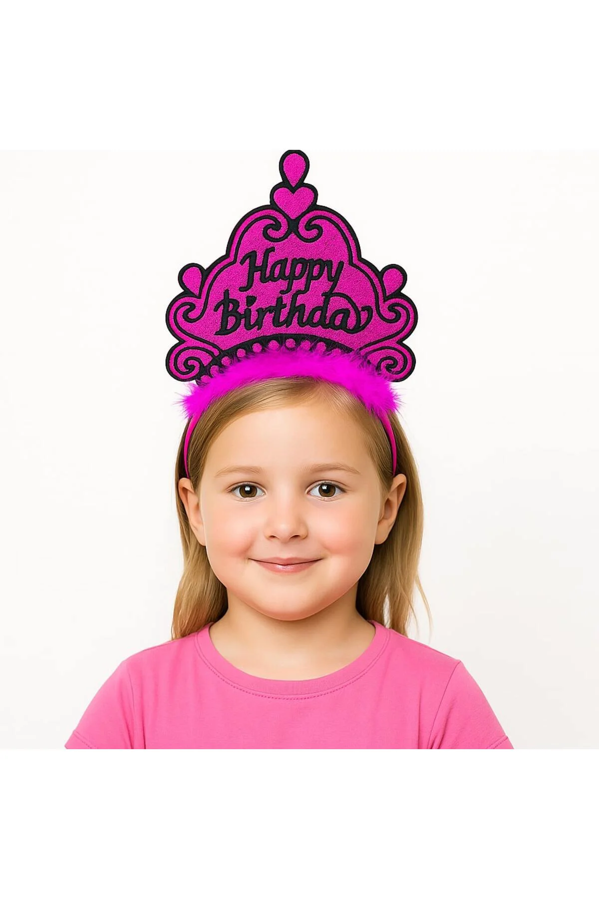 Fuşya Happy Birthday Prenses Tacı – Doğum Günü Taç ANessiWorldesuarı