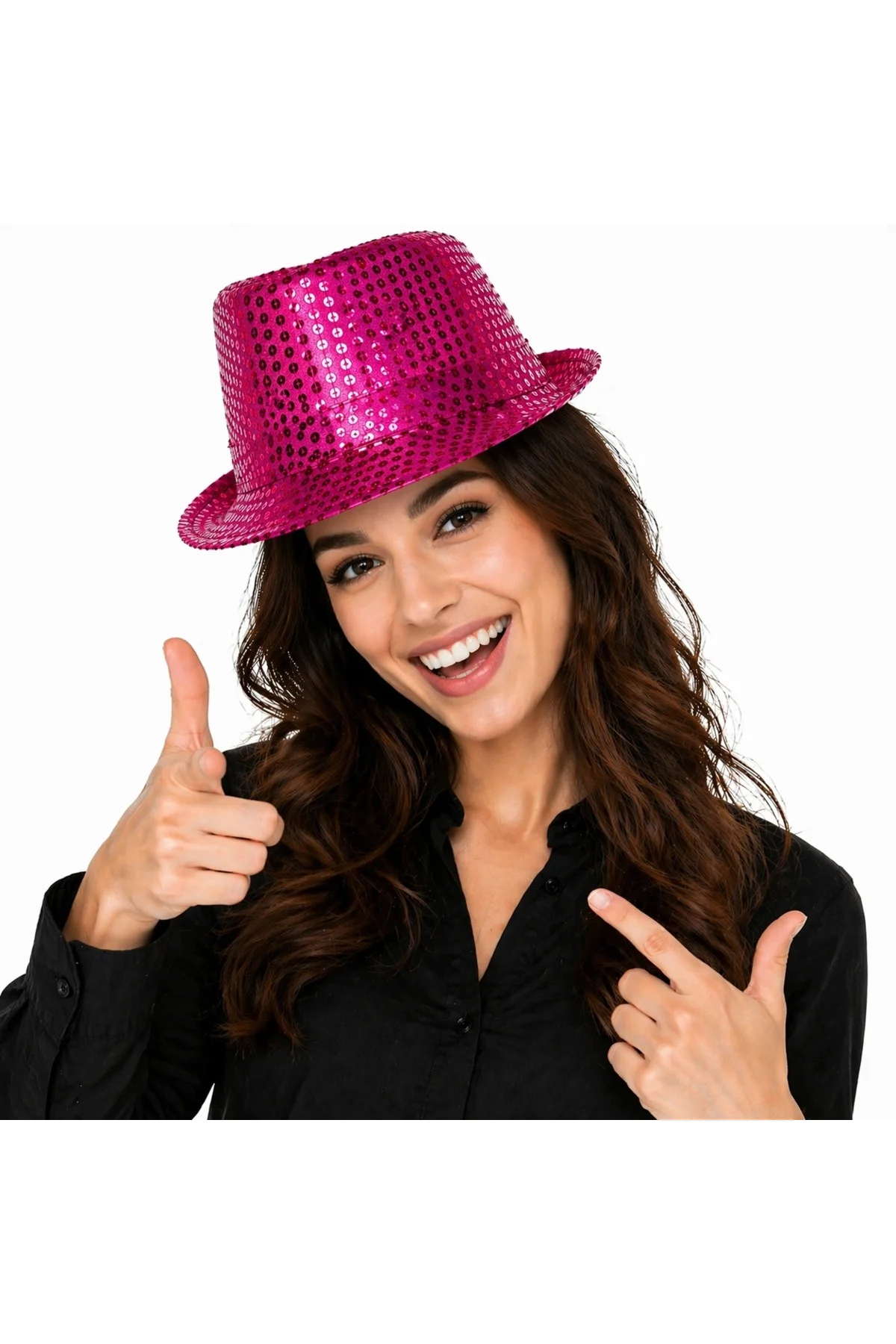Fuşya Pembe Payetli Disco Parti Şapkası Yetişkin Işıltılı Fötr Model Fuşya Pembe Payetli Disco Parti Şapkası Yetişkin Işıltılı Fötr Model - Görsel 2