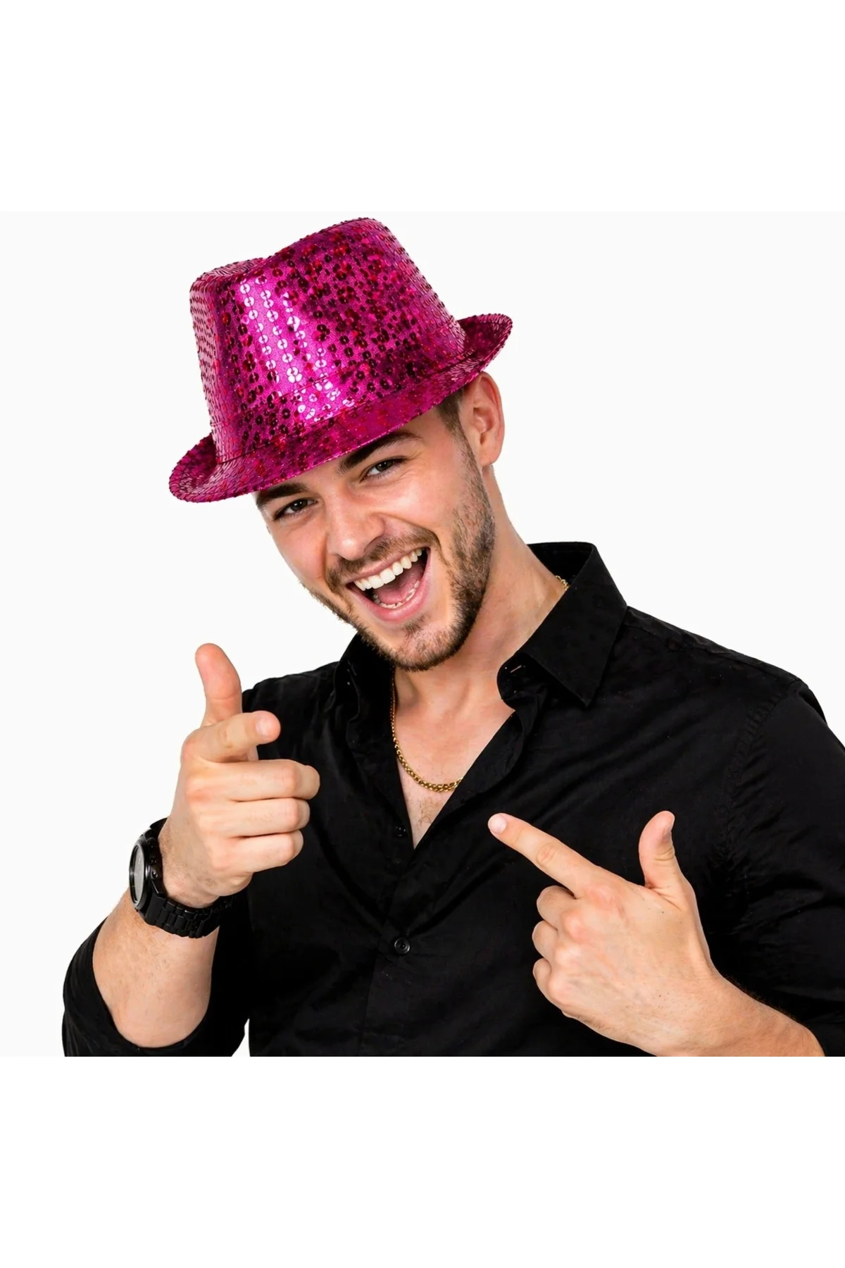 Fuşya Pembe Payetli Disco Parti Şapkası Yetişkin Işıltılı Fötr Model Fuşya Pembe Payetli Disco Parti Şapkası Yetişkin Işıltılı Fötr Model - Görsel 3