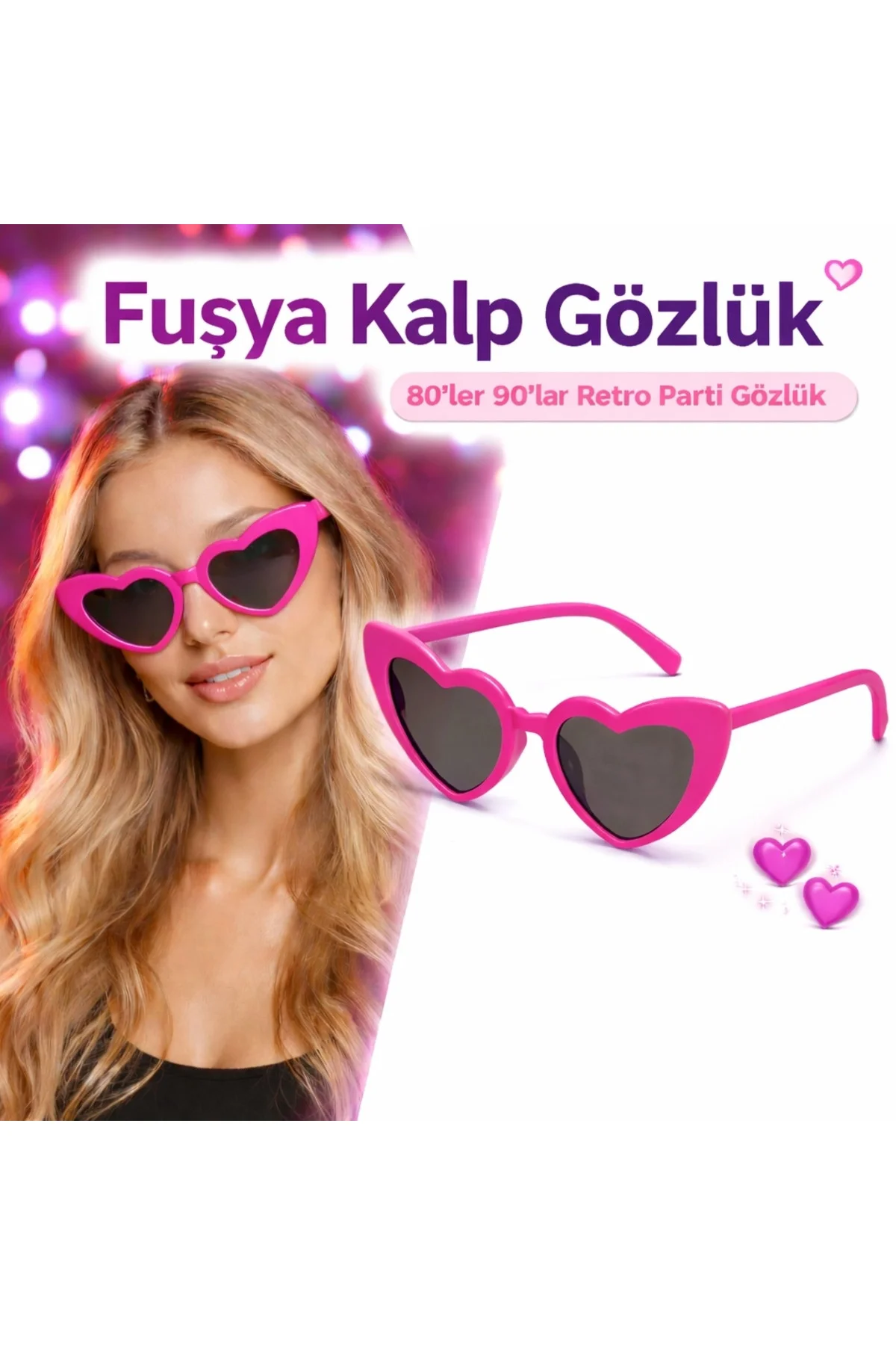 Fuşya Pembe Retro Kalp Gözlük – 80’ler 90’lar Stil Parti Gözlüğü Fuşya Pembe Retro Kalp Gözlük – 80’ler 90’lar Stil Parti Gözlüğü