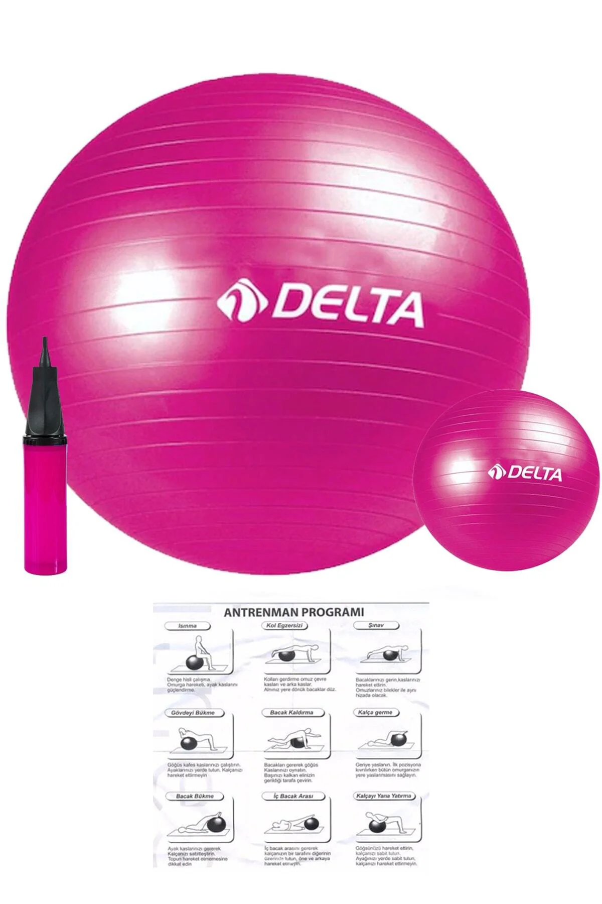 Fuşya Pilates Egzersiz Topu Seti Büyük 55 Cm Pilates Topu Küçük 2