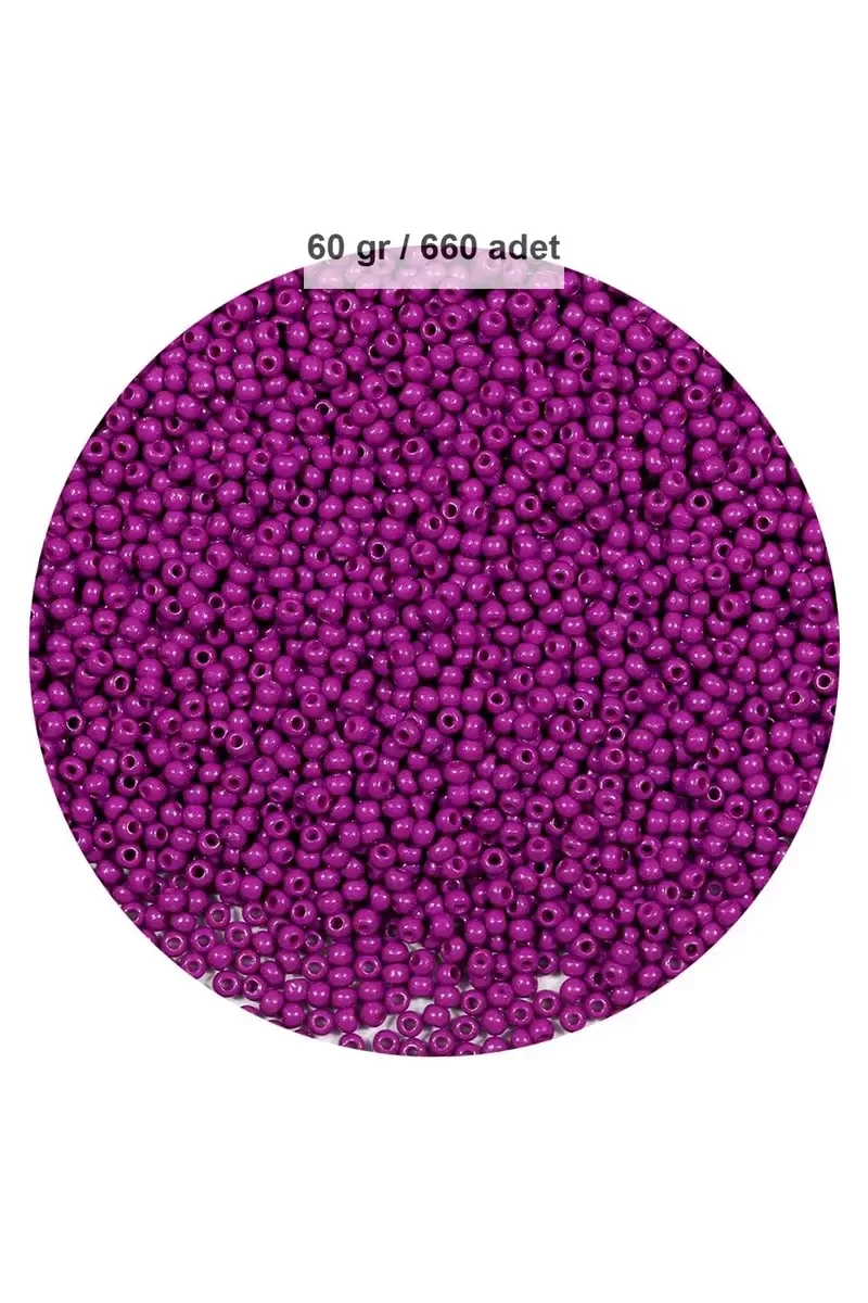 Fuşya Renk 4 mm Yaklaşık 660 adet / 60 gram Cam Boncuk Oya Yazma 