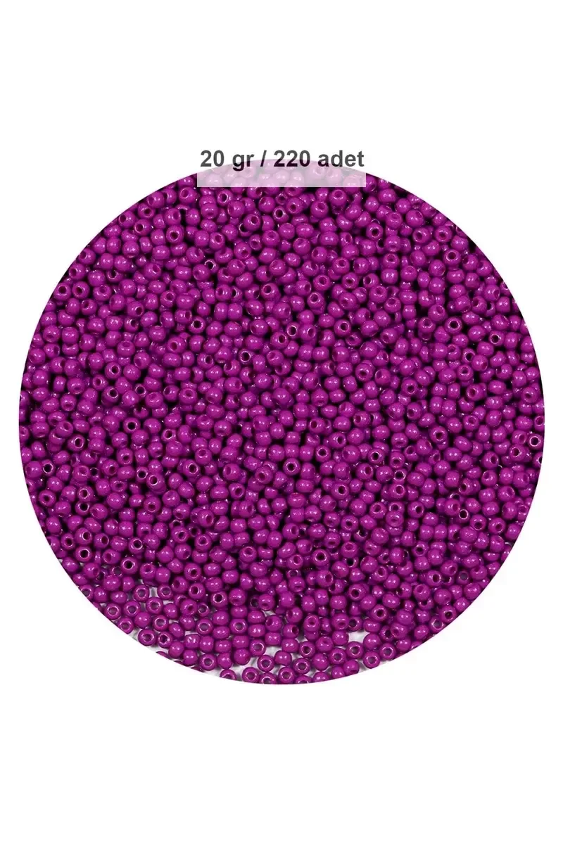 Fuşya Renk 4 mm Yaklaşık 220 adet/20 gram Cam Boncuk Oya Yazma Bi