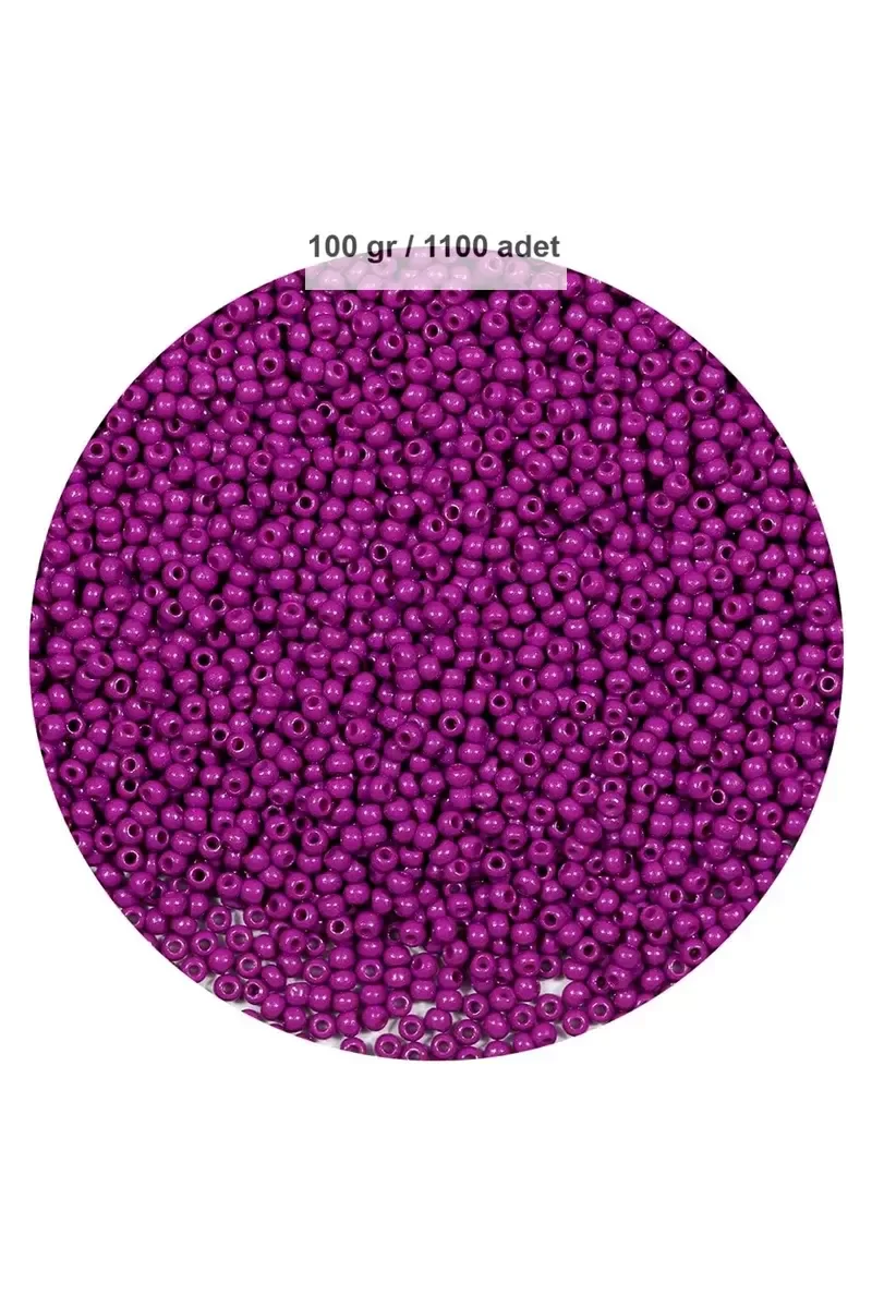 Fuşya Renk 4 mm Yaklaşık 1100 adet / 100 gram Cam Boncuk Oya Yazm