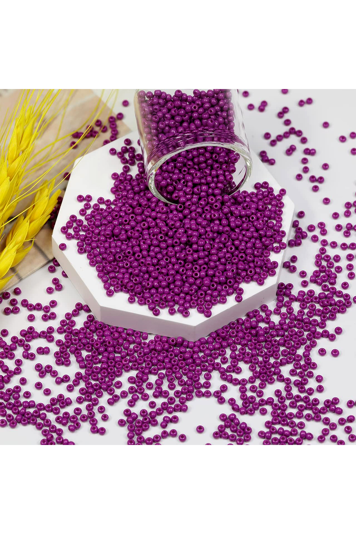 Just Cheap Store Fuşya Renk 4 Mm Yaklaşık 220 Adet/20 Gram Cam Boncuk Oya Yazma Bi