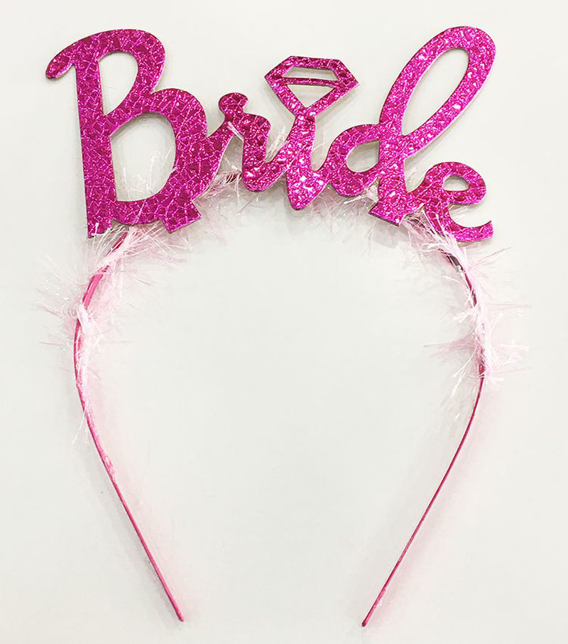 Fuşya Renk Bekarlığa Veda İtalik Yazı Alyanslı Bride Taç TdrTR