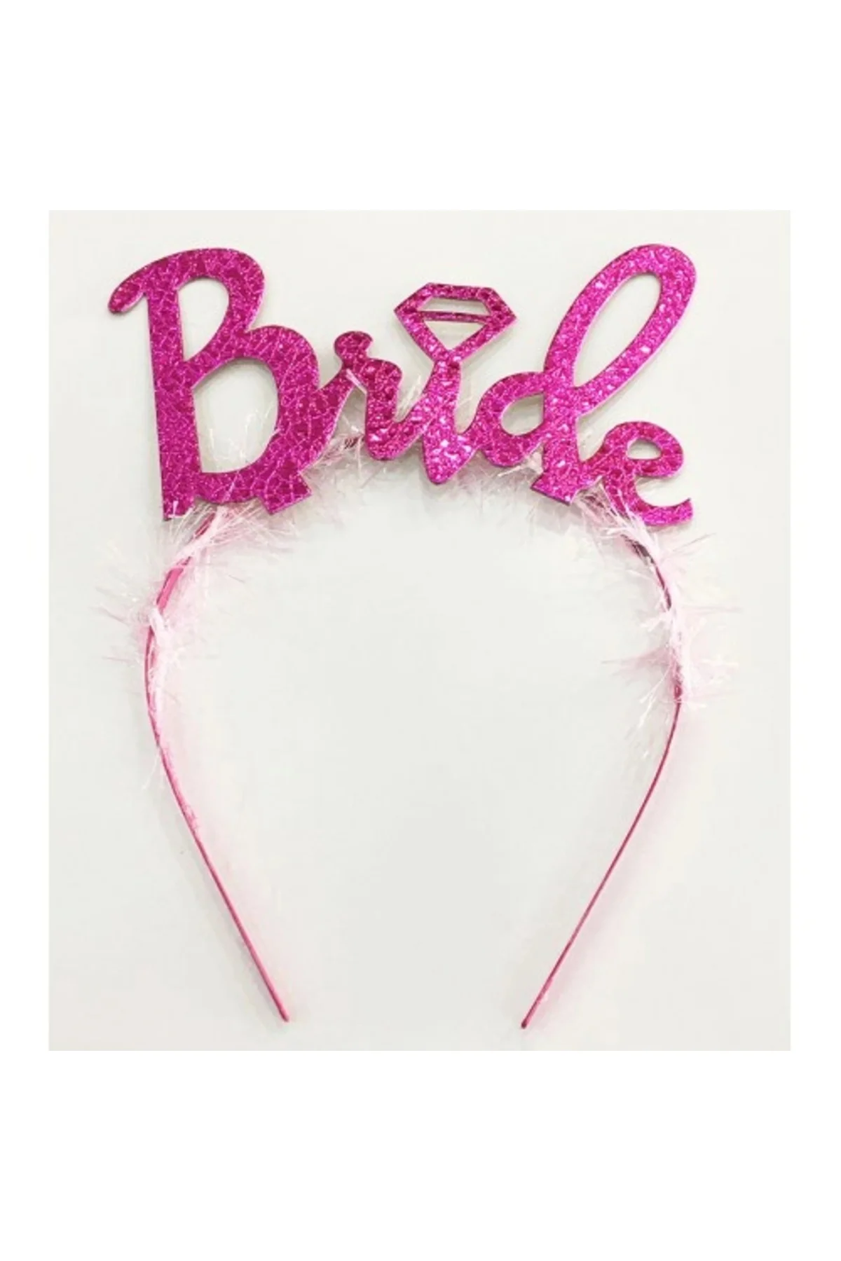 Fuşya Renk Bekarlığa Veda İtalik Yazı Alyanslı Bride Taç
