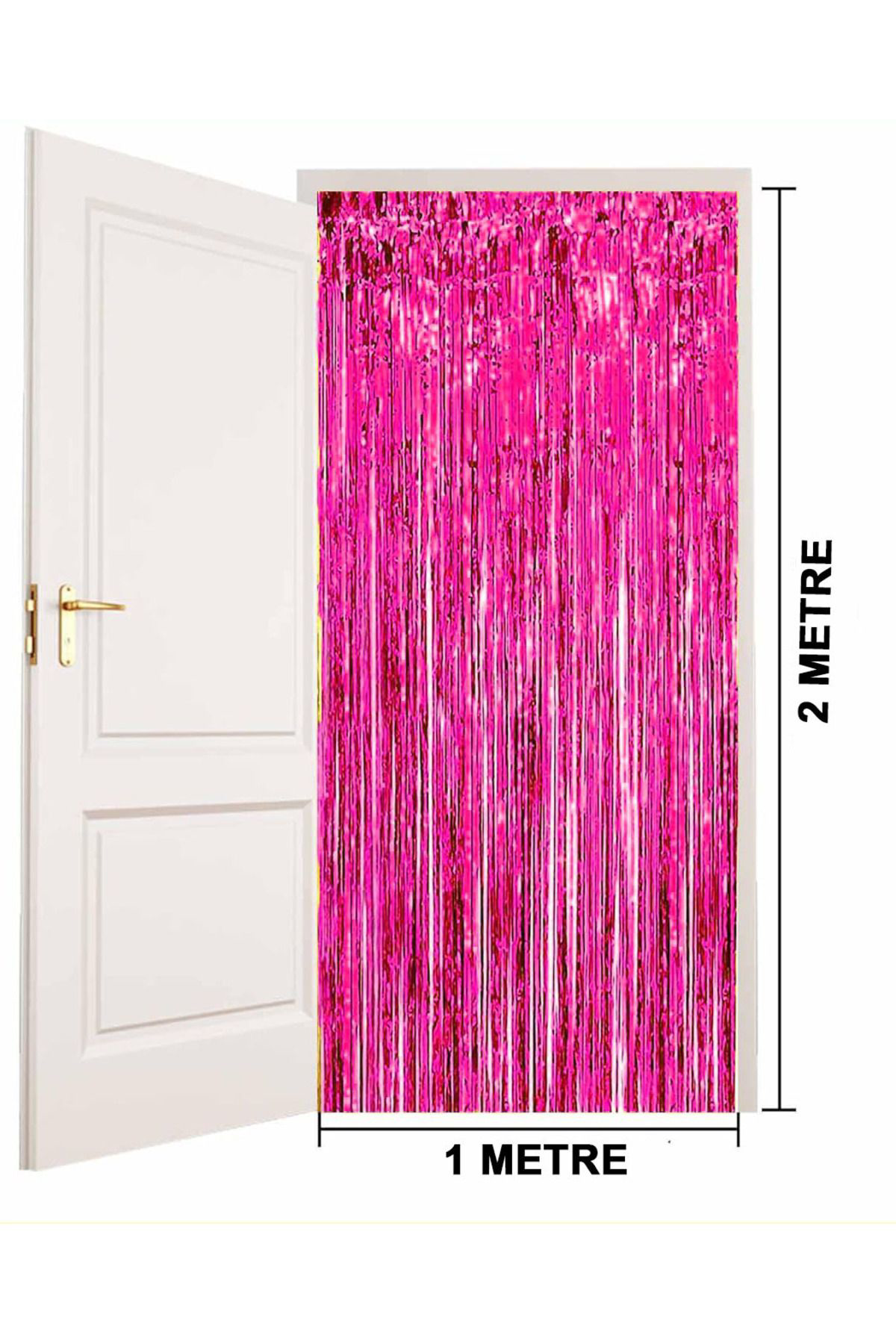 Ok Aksesuar Fuşya Renk Ekstra Metalize Parlak Saçaklı Arka Fon Perde İthal A