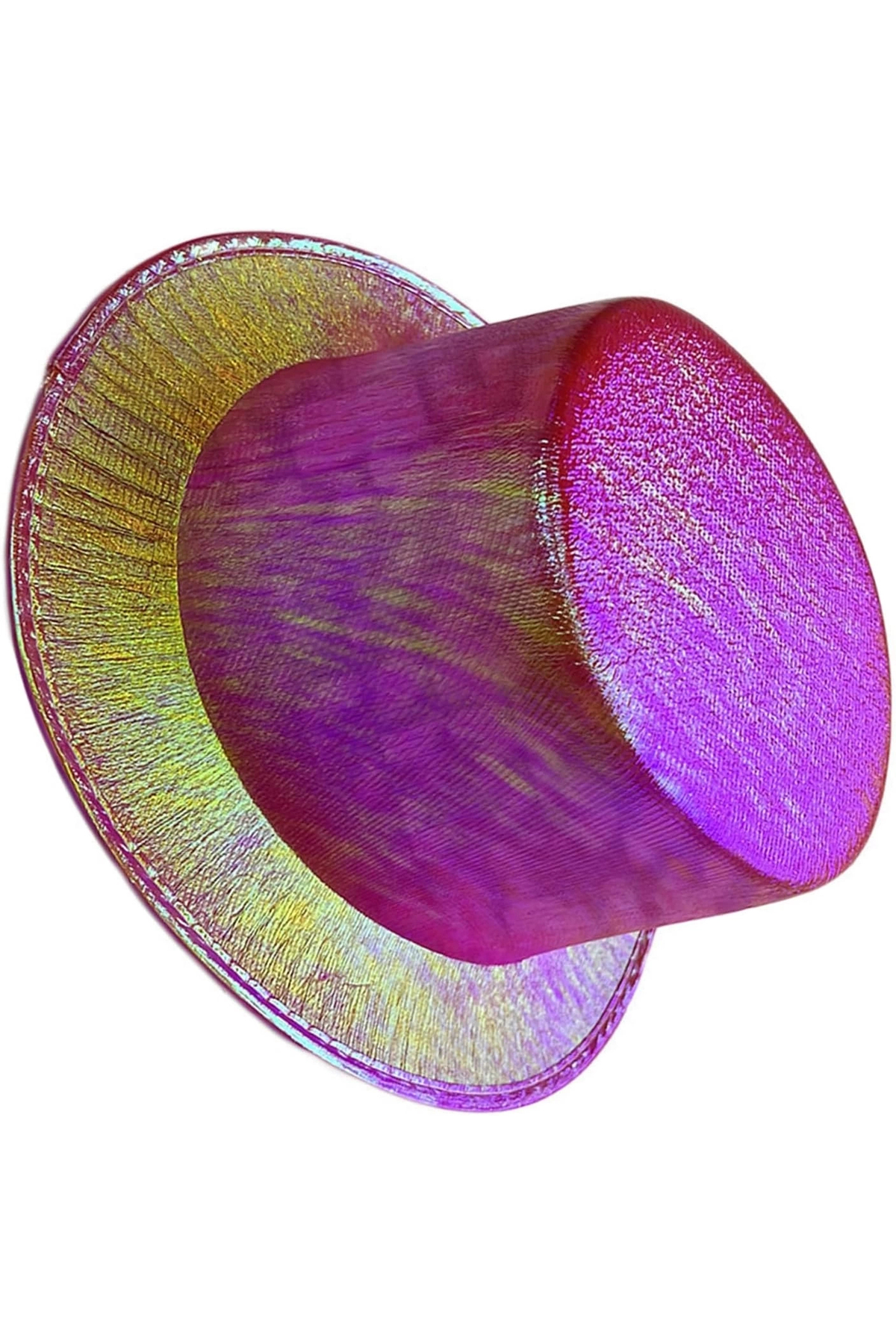 Samur Fuşya Renk İşıltılı Hologram Kumaş Kaplama Fötr Silindir Şapka Ye