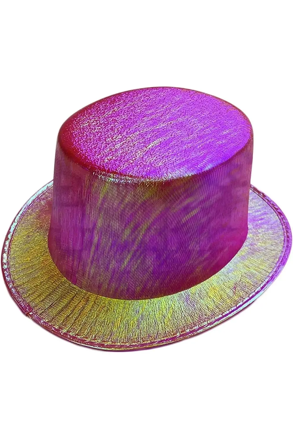 Fuşya Renk Işıltılı Hologram Kumaş Kaplama Fötr Silindir Şapka Ye Fuşya Renk Işıltılı Hologram Kumaş Kaplama Fötr Silindir Şapka Ye
