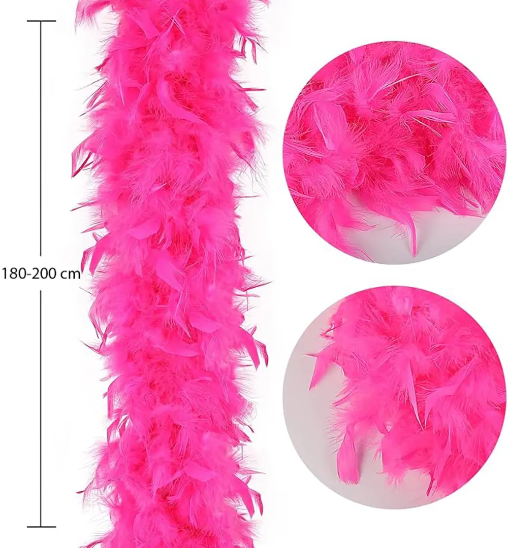 Fuşya Renk Kabarık Kalın Otriş Boa Tüy 6 cm Genişlik 180-200 cm U