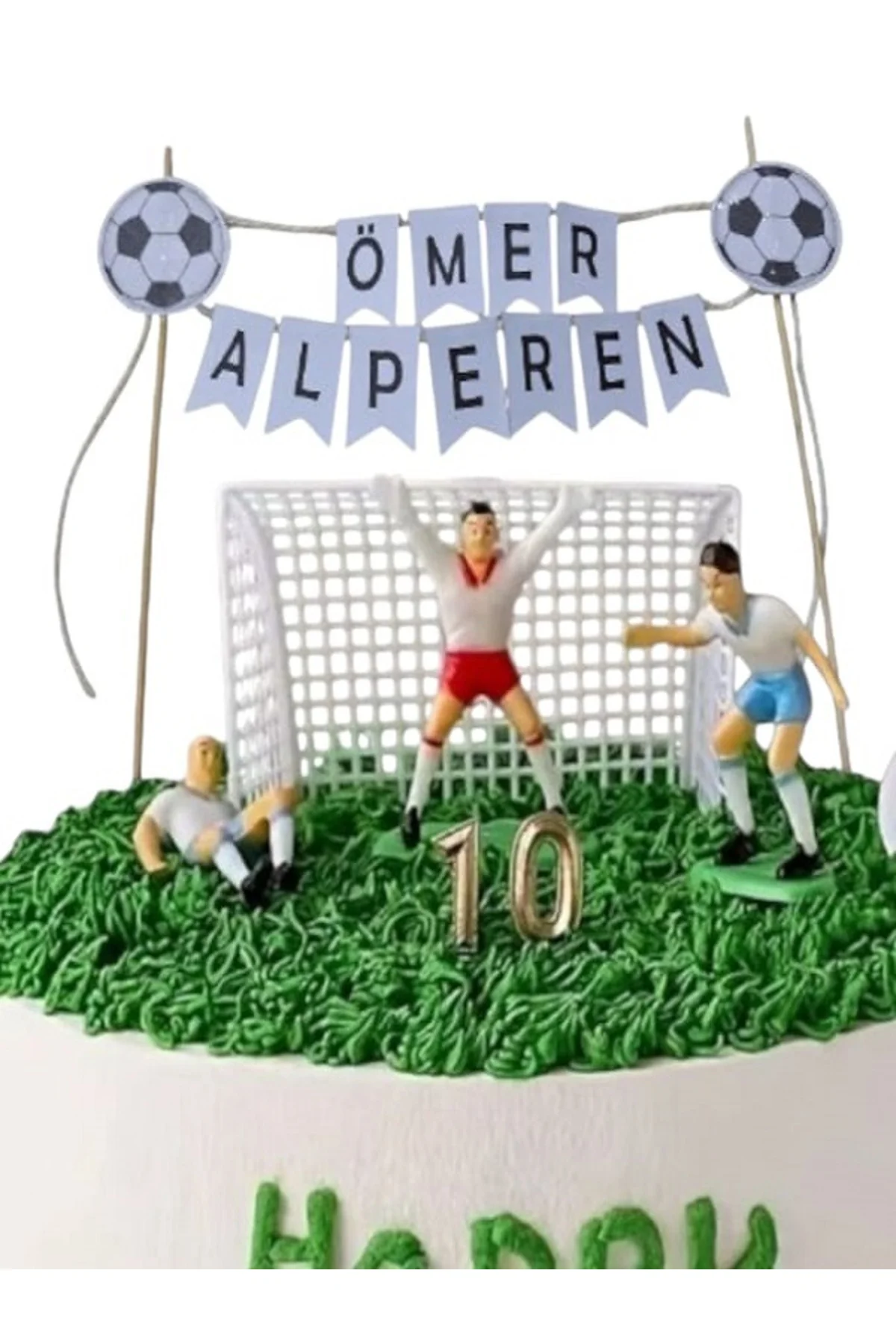 FUTBOL TEMALI İKİ İSİMLİ DOĞUM GÜNÜ İSİMLİ PASTA SÜSÜ FLEMASI