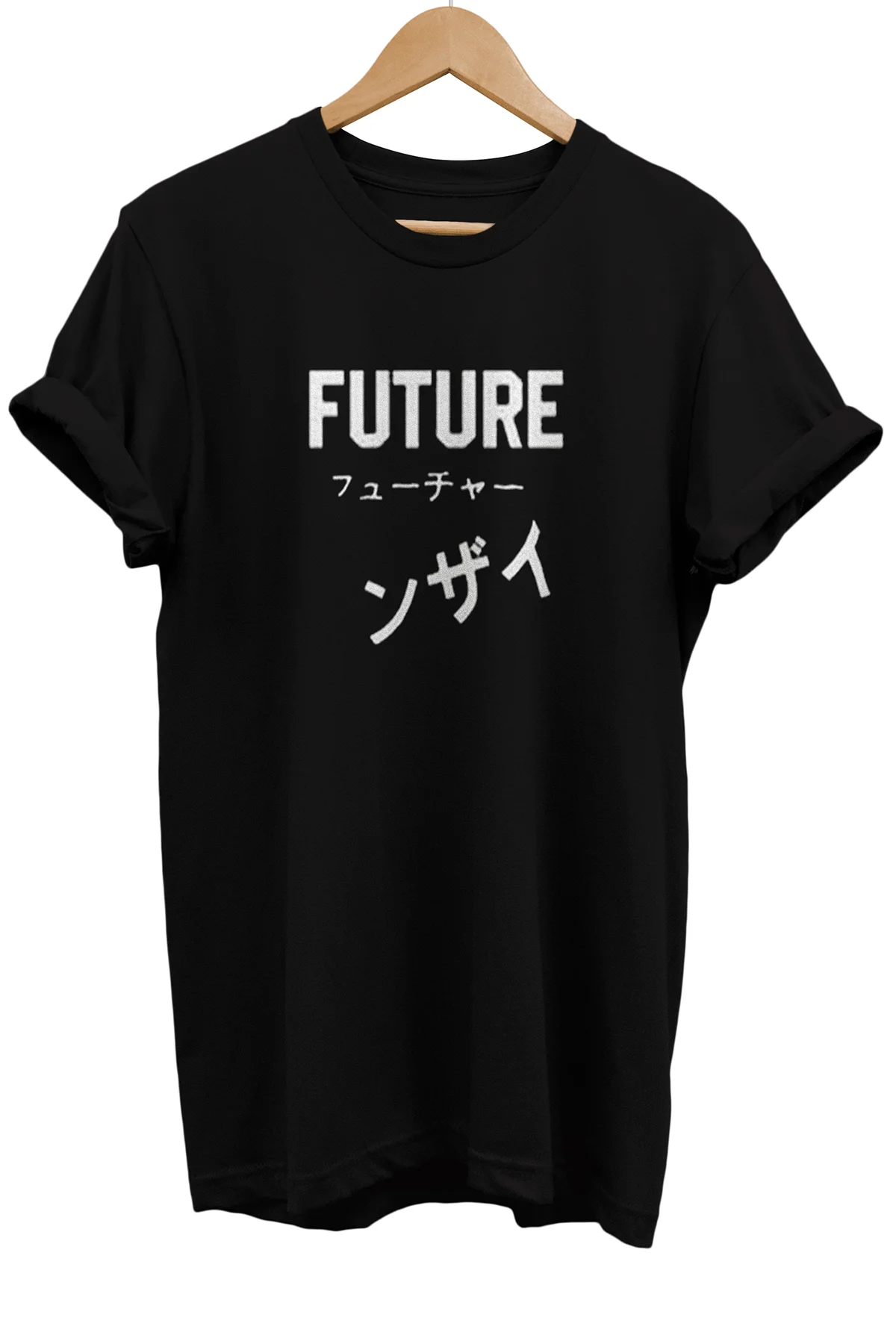 Future Baskılı %100 Pamuk Oversize Siyah T-shirt