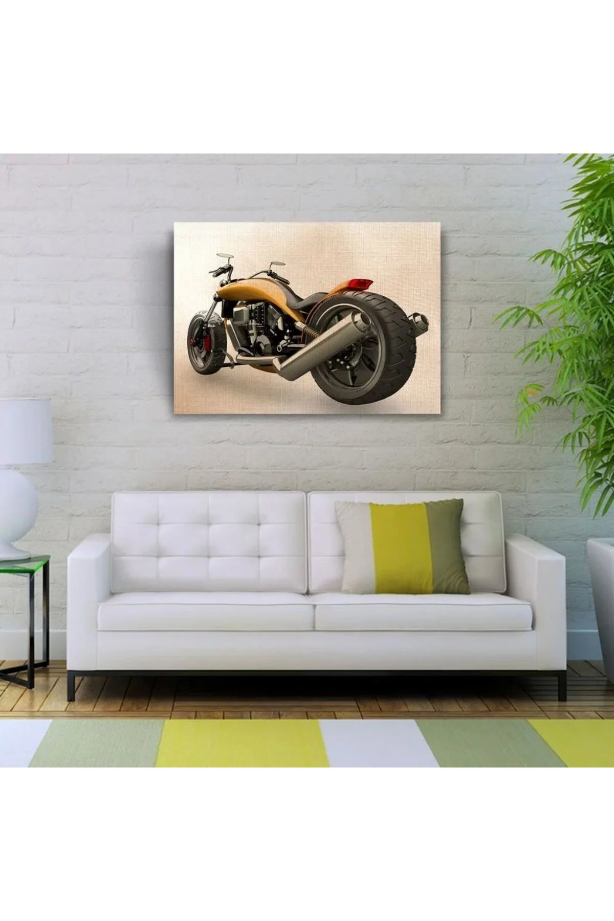 Futuristik Concept Kahverengi Motosiklet Kanvas Tablo 50 x 70