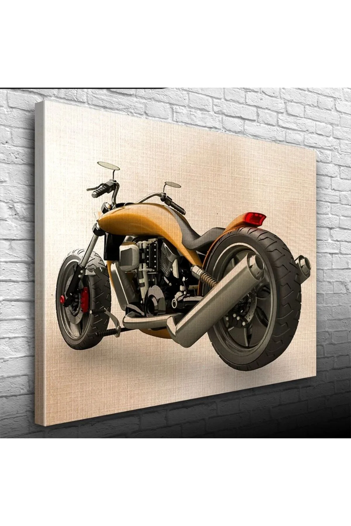 Futuristik Concept Kahverengi Motosiklet Kanvas Tablo 50 x 70