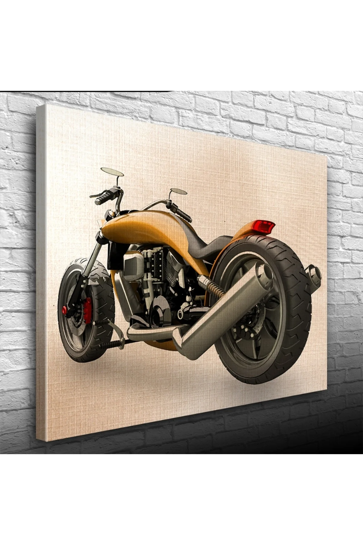 Futuristik Concept Kahverengi Motosiklet Kanvas Tablo 50 x 70