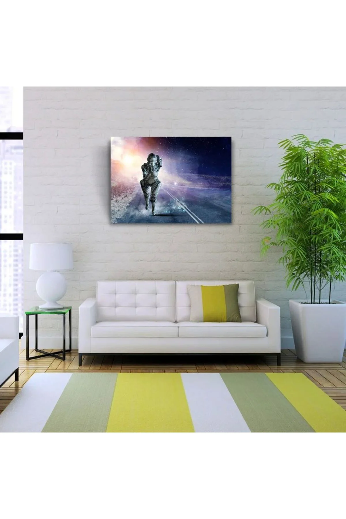 Futuristik , İnsansı Robot , Mavi Tonlar Kanvas Tablo 50 x 70