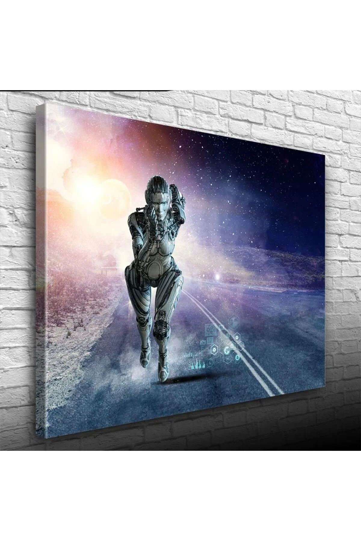 Futuristik , İnsansı Robot , Mavi Tonlar Kanvas Tablo 50 x 70