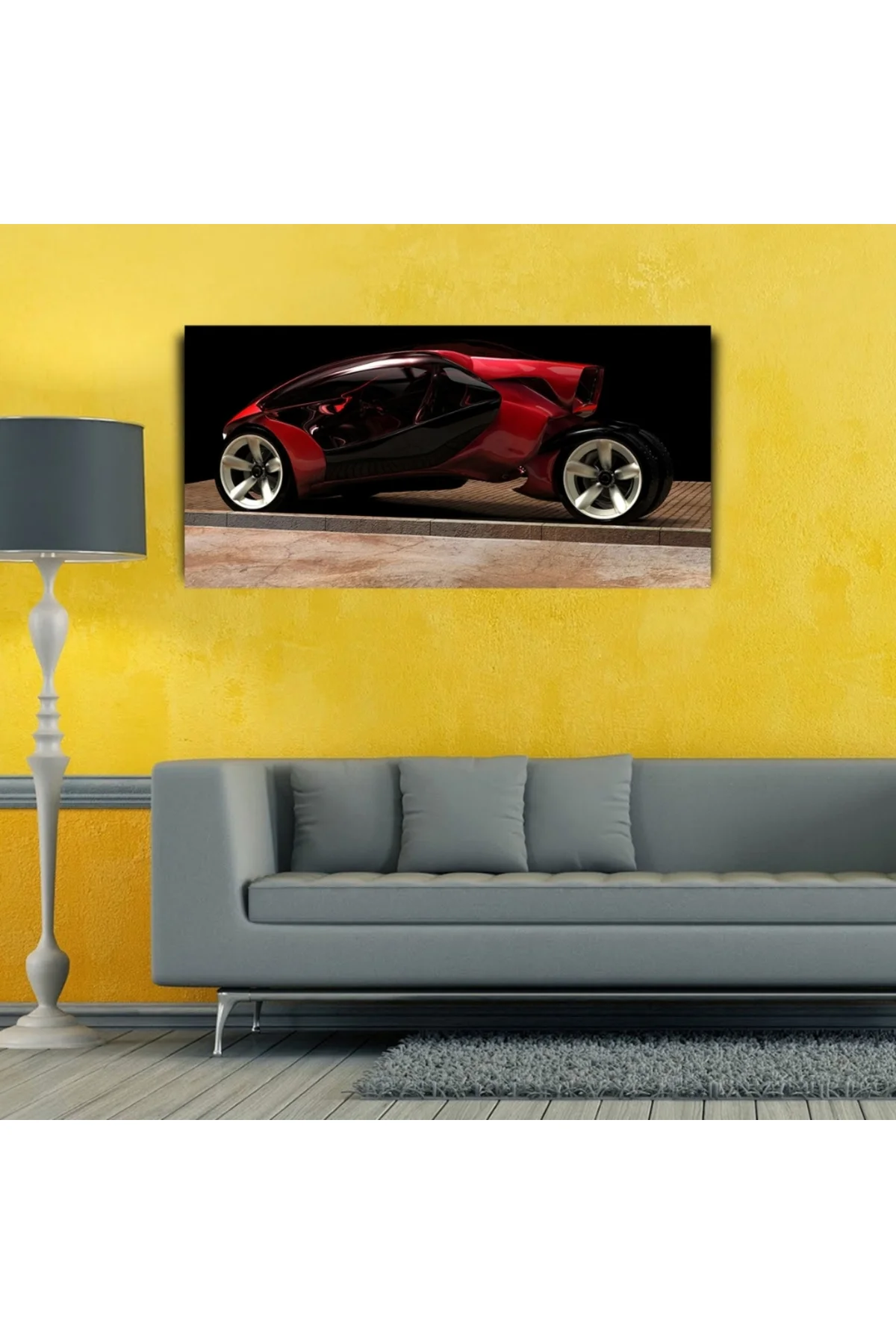 Futuristik Kırmızı Araba Kanvas Tablo 60 x 120