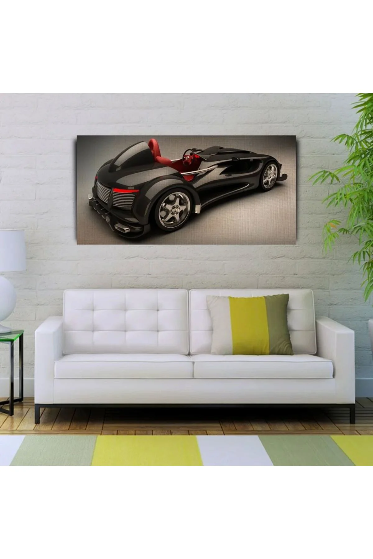 Futuristik , Siyah Spor Araba Kanvas Tablo 60 x 120