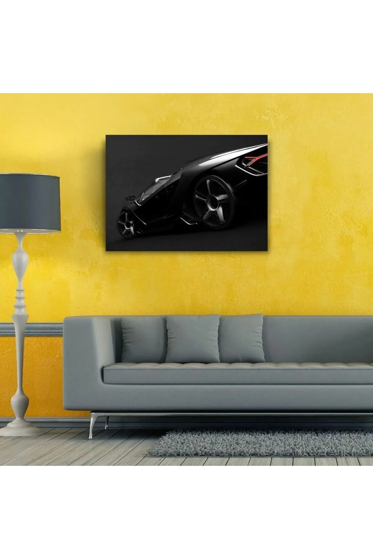 Futuristik Siyah Spor Otomobil Kanvas Tablo 50 x 70