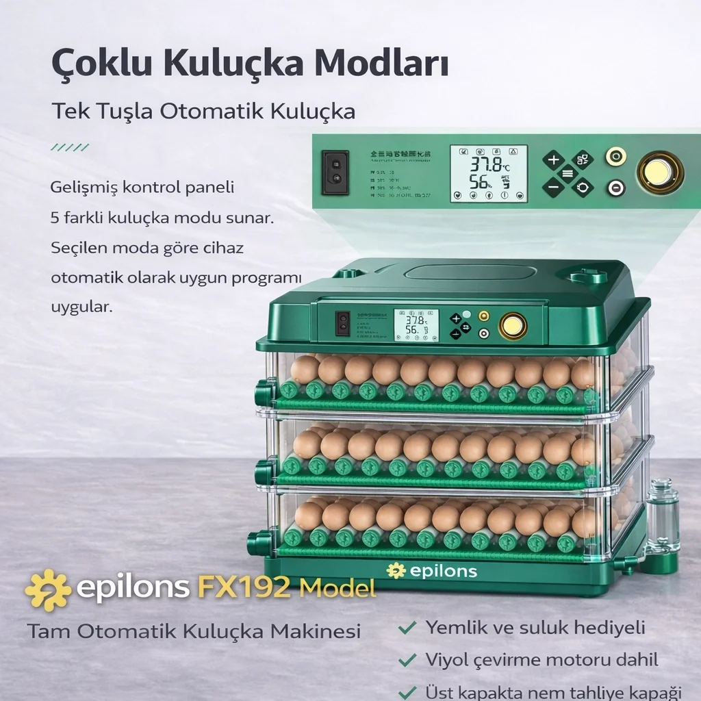 FX192 Model Tam Otomatik Kuluçka Makinesi - Tüm Kanatlı Hayvanlara Uyumlu Yeni Nesil Su Hazneli Süngerli Sistem Fiyatı, Yorumları ve Özellikleri